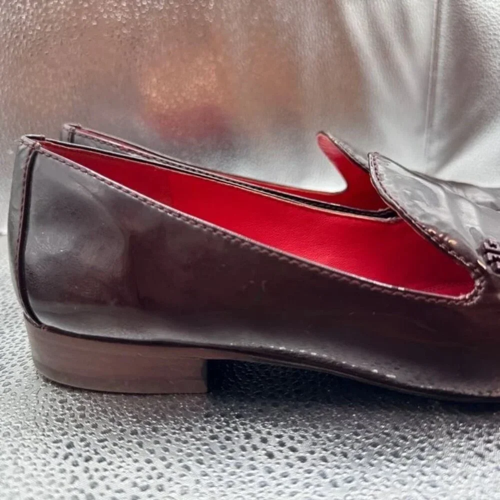 Size 8M - Tory Burch Womens Black Patent Leather Slip On Classic Ballet‎ Loafers